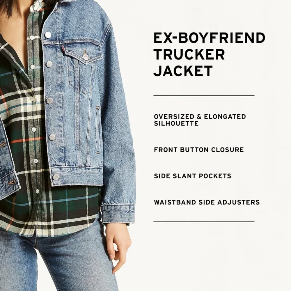 Levi's Ex Boyfriend Trucker Denim Jacket Size Small - Picture 11 of 11